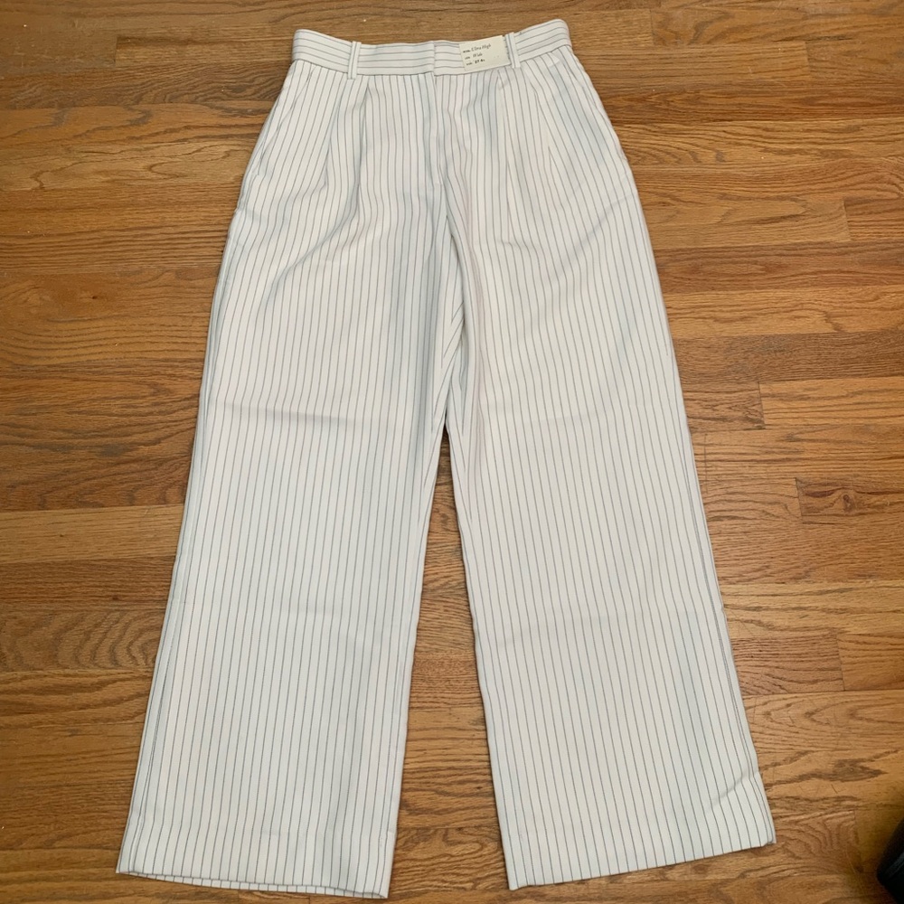 NWT Abercrombie & Fitch Sloan Tailored Wide Leg Pants in Pinstripe